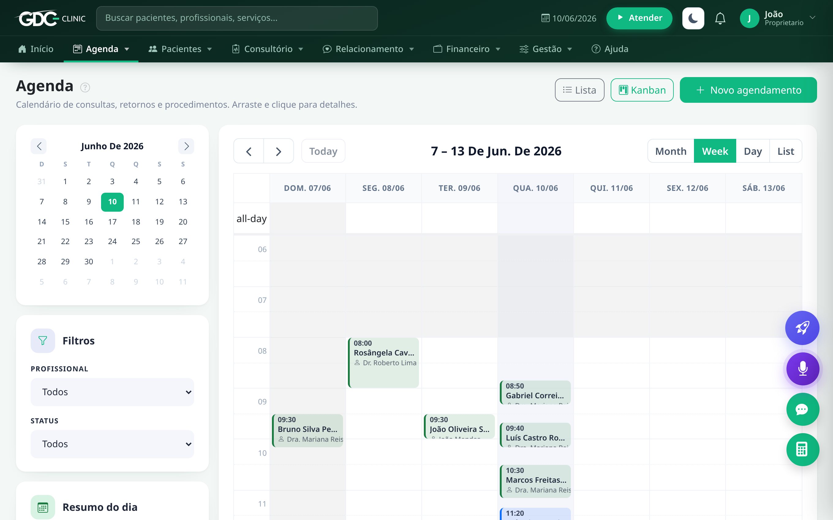 Agenda do GDC Clinic